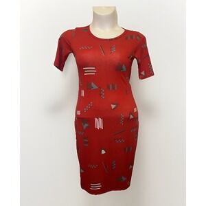 LuLaRoe Julia Dress Size S Red Arrow Print Bodycon T-Shirt Dress Women's NWT